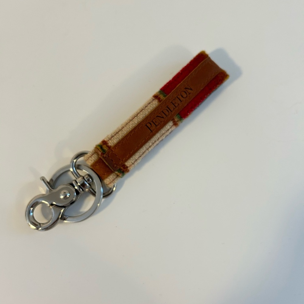 Pendleton wool and leather keychain